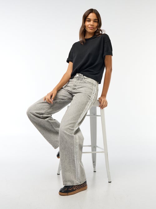 Jeans baggy com faixas prateadas - Kiabi