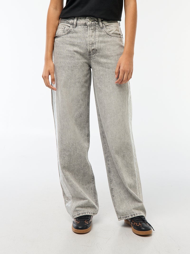 Jeans baggy com faixas prateadas Cinza - Kiabi
