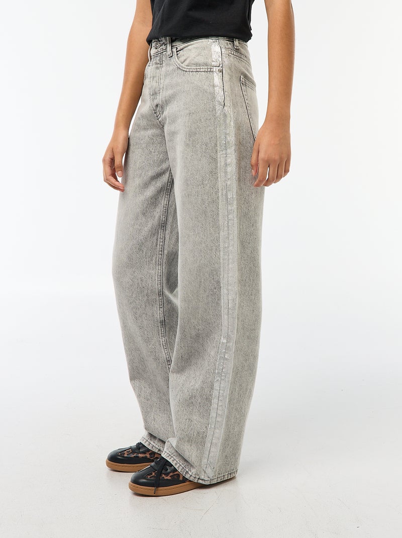 Jeans baggy com faixas prateadas Cinza - Kiabi