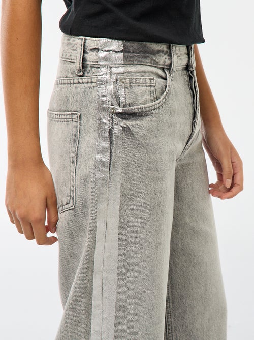 Jeans baggy com faixas prateadas - Kiabi
