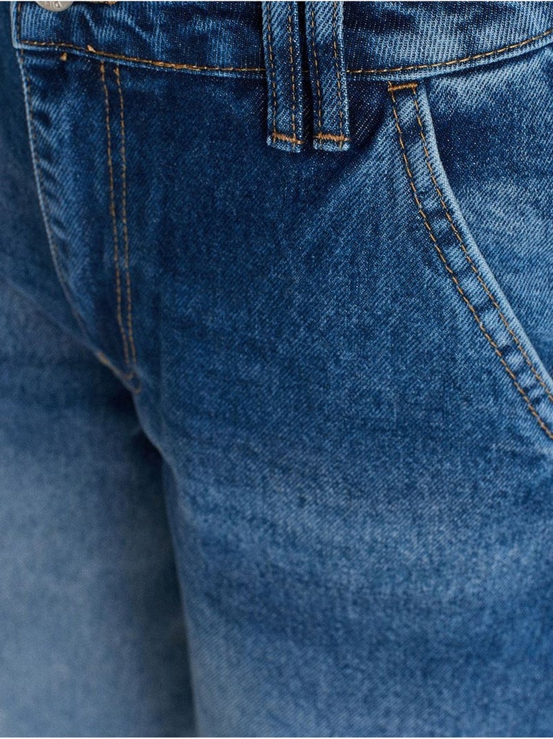 Jeans balloon de cintura subida com perna larga e larga dilvin Azul-safira - Kiabi