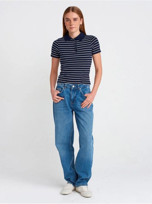 Jeans balloon de cintura subida e perna larga e larga dilvin - Kiabi Jeans balloon de cintura subida e perna larga e larga dilvin - Kiabi