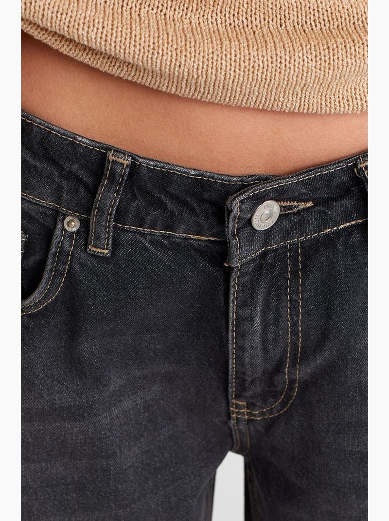 Jeans balloon de cintura subida e perna larga e larga dilvin Cinza escuro - Kiabi