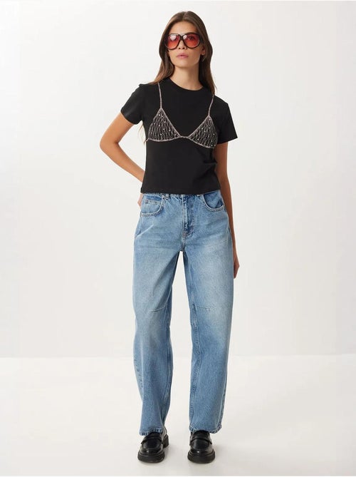 Jeans balloon fit de cintura subida com punho boot cuff istanbul - Kiabi Jeans balloon fit de cintura subida com punho boot cuff istanbul - Kiabi