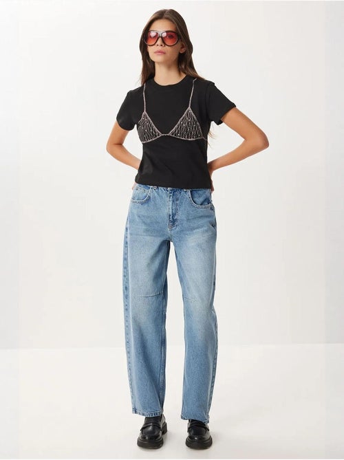 Jeans balloon fit de cintura subida com punho boot cuff istanbul - Kiabi Jeans balloon fit de cintura subida com punho boot cuff istanbul - Kiabi