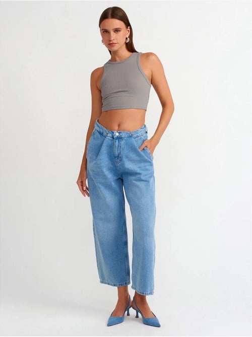 Jeans capri balloon de cintura subida dilvin - Kiabi Jeans capri balloon de cintura subida dilvin - Kiabi