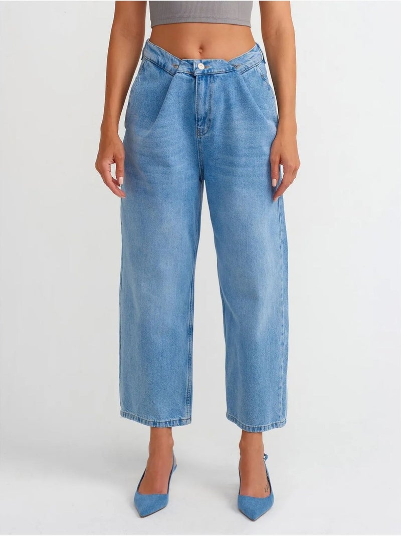 Jeans capri balloon de cintura subida dilvin Azul-safira - Kiabi