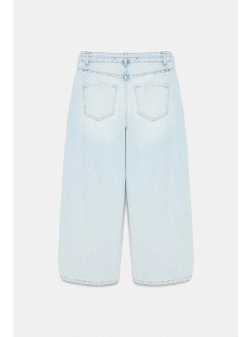 Jeans capri femininos de perna larga e cintura alta com detalhe em renda dilvin - Kiabi Jeans capri femininos de perna larga e cintura alta com detalhe em renda dilvin - Kiabi