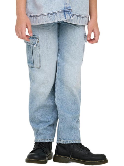 Jeans Cargo Azul Claro para Menina Kids ONLY Mony Wide - Kiabi Jeans Cargo Azul Claro para Menina Kids ONLY Mony Wide - Kiabi