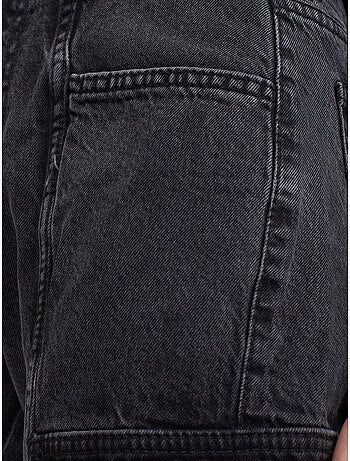Jeans cargo de perna reta de cintura subida dilvin