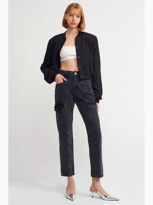 Jeans cargo de perna reta de cintura subida dilvin - Kiabi