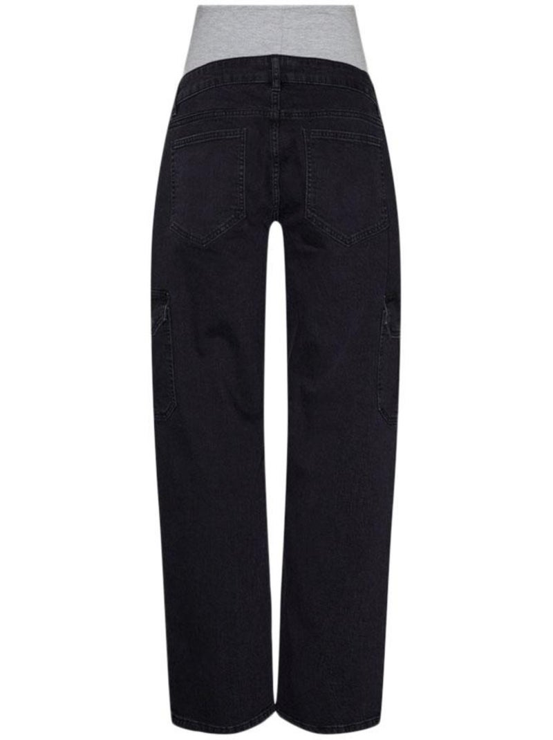 Jeans Cargo Wide Leg Pretos para Mulher Mamalicious Preto - Kiabi