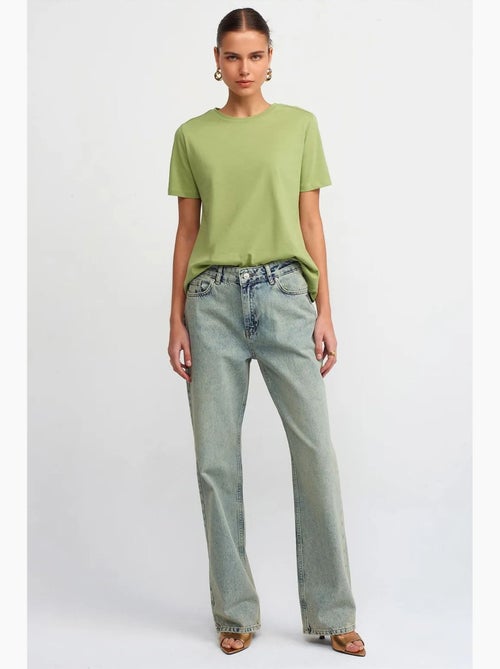 Jeans de algodão de cintura baixa e perna reta dilvin - Kiabi