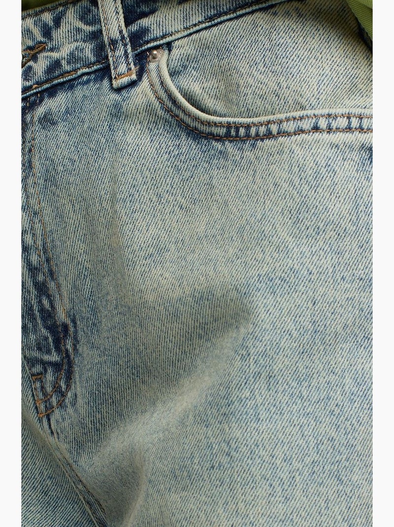 Jeans de algodão de cintura baixa e perna reta dilvin Azul claro - Kiabi