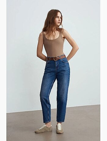 Jeans de algodão de cintura baixa e perna reta dilvin