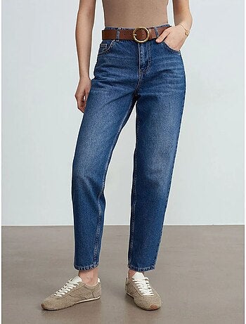 Jeans de algodão de cintura baixa e perna reta dilvin
