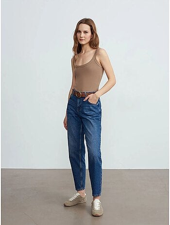 Jeans de algodão de cintura baixa e perna reta dilvin