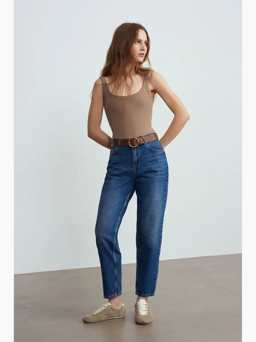 Jeans de algodão de cintura baixa e perna reta dilvin - Kiabi
