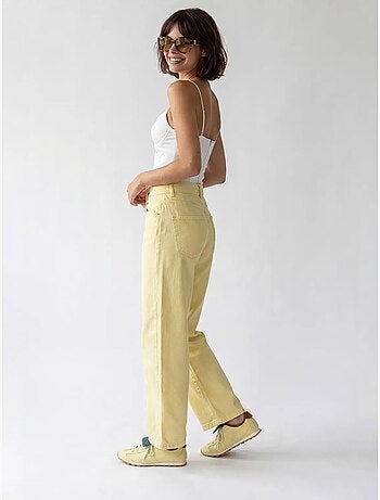 Jeans de algodão de cintura subida e perna larga mixray