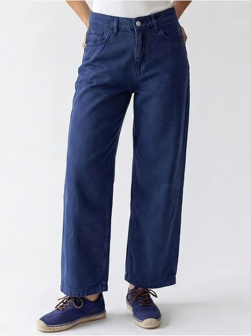 Jeans de algodão de cintura subida e perna larga mixray - Kiabi Jeans de algodão de cintura subida e perna larga mixray - Kiabi