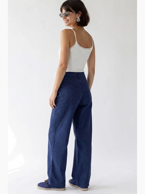 Jeans de algodão de cintura subida e perna larga mixray - Kiabi Jeans de algodão de cintura subida e perna larga mixray - Kiabi