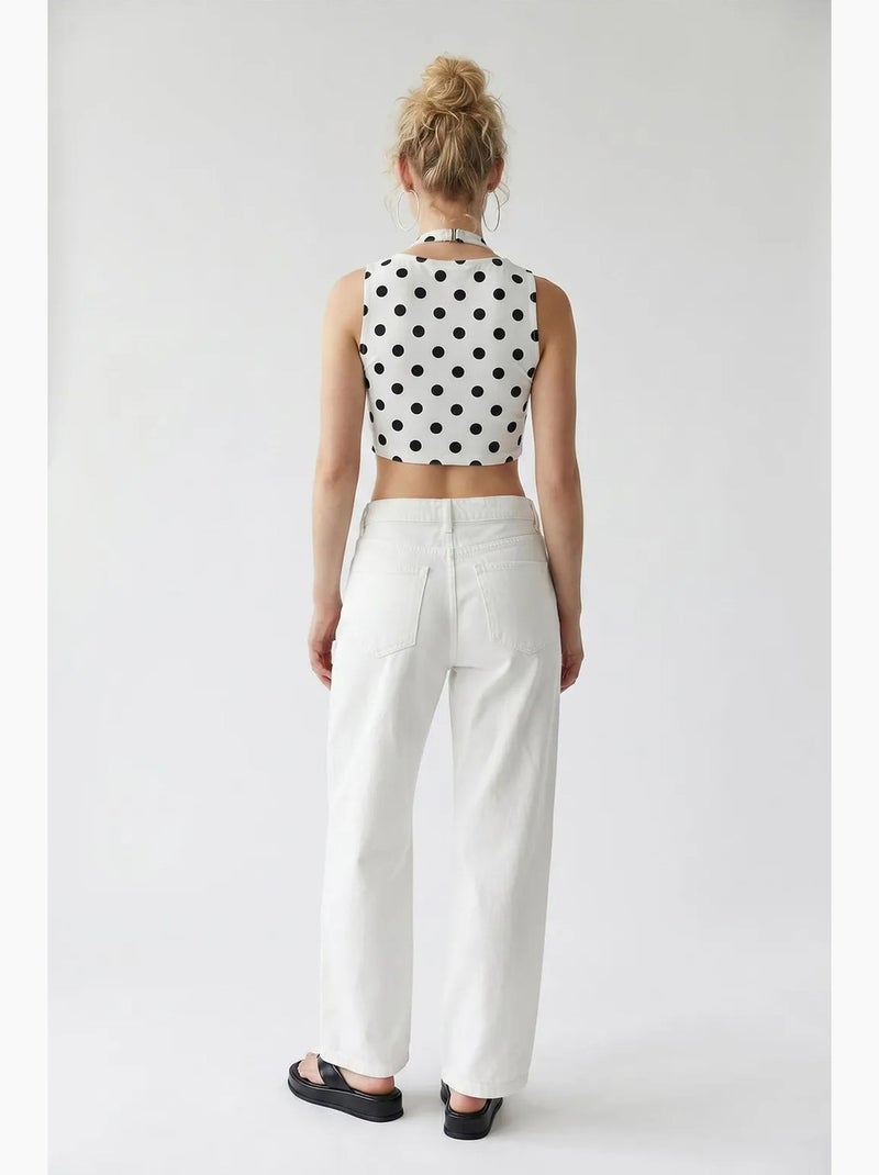 Jeans de algodão de cintura subida e perna larga mixray Branco - Kiabi