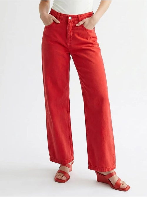 Jeans de algodão de cintura subida e perna larga mixray - Kiabi