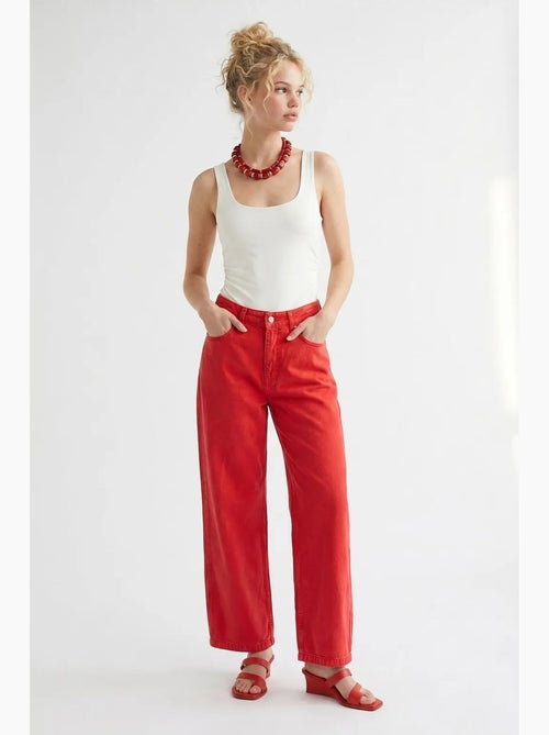 Jeans de algodão de cintura subida e perna larga mixray - Kiabi