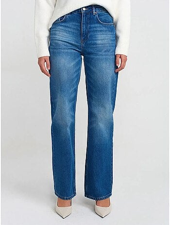 Jeans de algodão de cintura subida e perna reta dilvin
