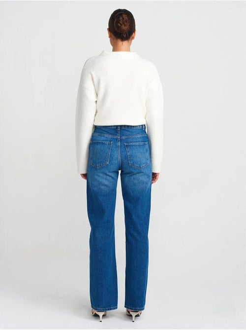 Jeans de algodão de cintura subida e perna reta dilvin - Kiabi