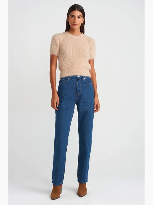 Jeans de algodão de cintura subida e perna reta dilvin - Kiabi
