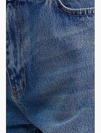 Jeans de algodão de cintura subida e perna reta dilvin