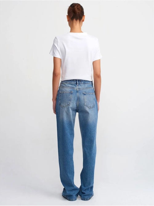 Jeans de algodão de cintura subida e perna reta dilvin - Kiabi