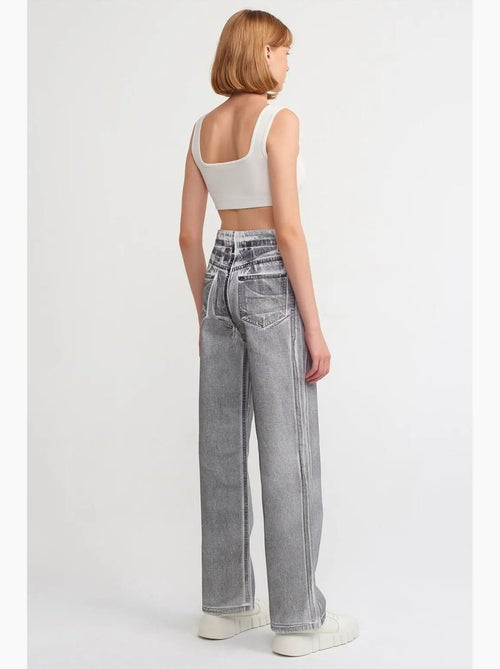Jeans de algodão de cintura subida e perna reta dilvin - Kiabi