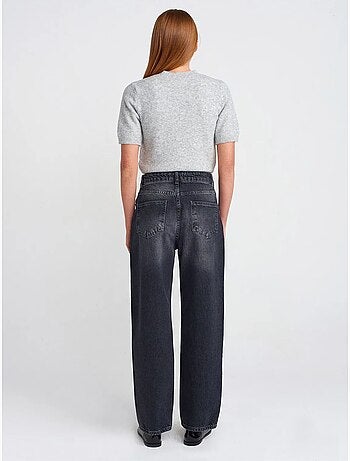 Jeans de algodão de cintura subida e perna reta dilvin