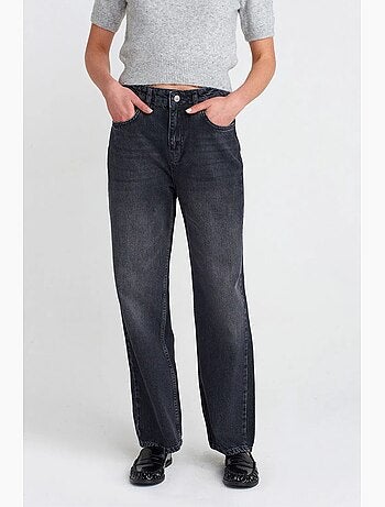 Jeans de algodão de cintura subida e perna reta dilvin