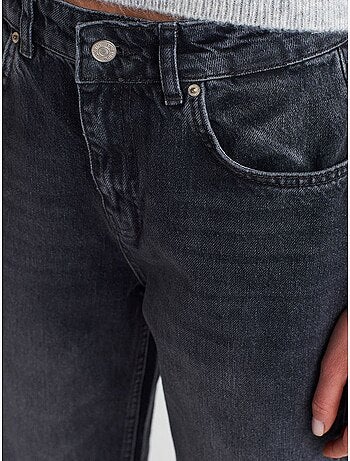 Jeans de algodão de cintura subida e perna reta dilvin