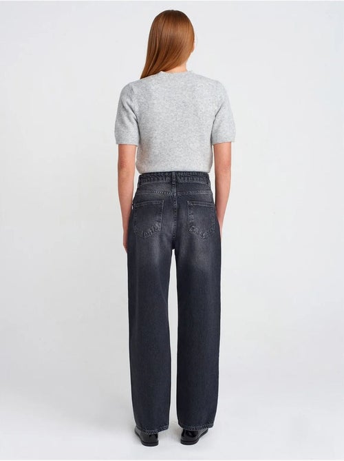 Jeans de algodão de cintura subida e perna reta dilvin - Kiabi