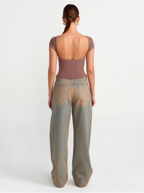 Jeans de algodão de senhora de cintura média e perna larga dilvin - Kiabi Jeans de algodão de senhora de cintura média e perna larga dilvin - Kiabi