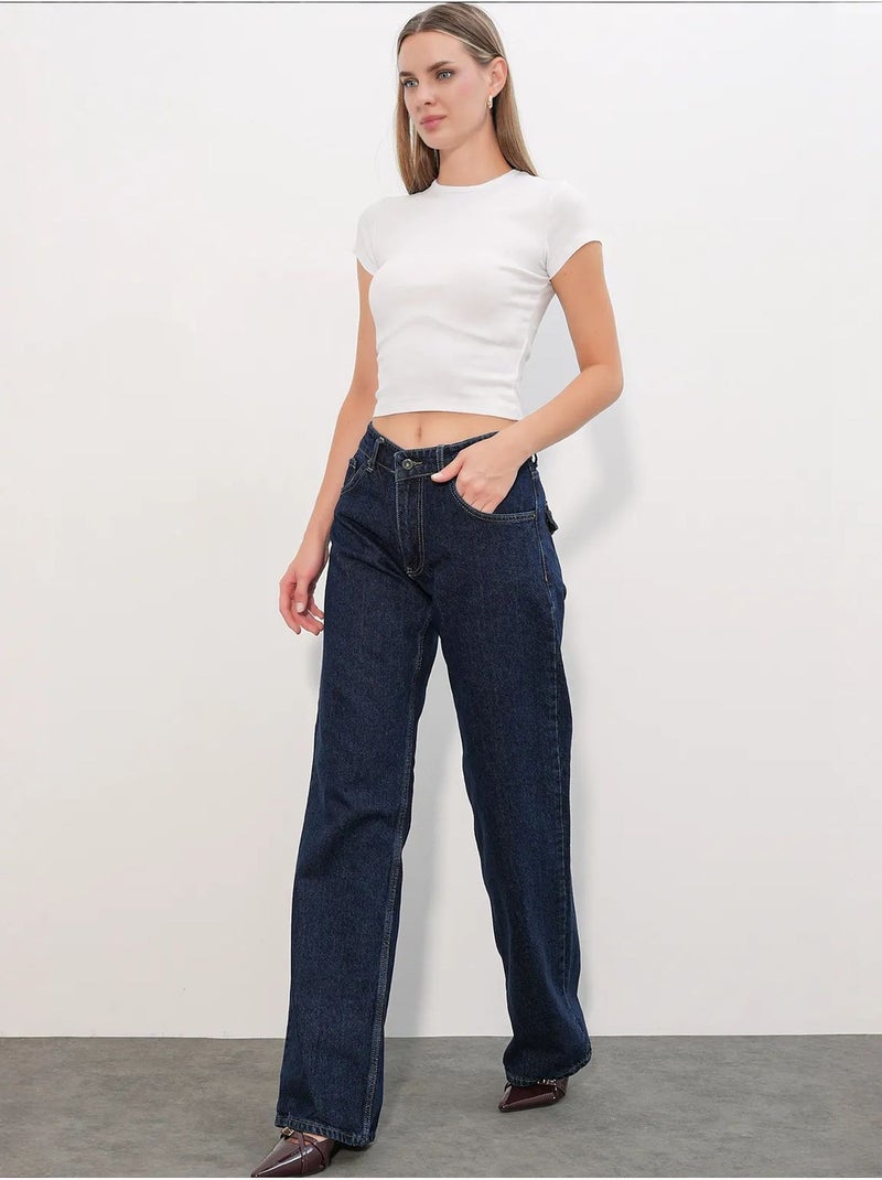 Jeans de algodão femininos bdart Azul-ultramar - Kiabi