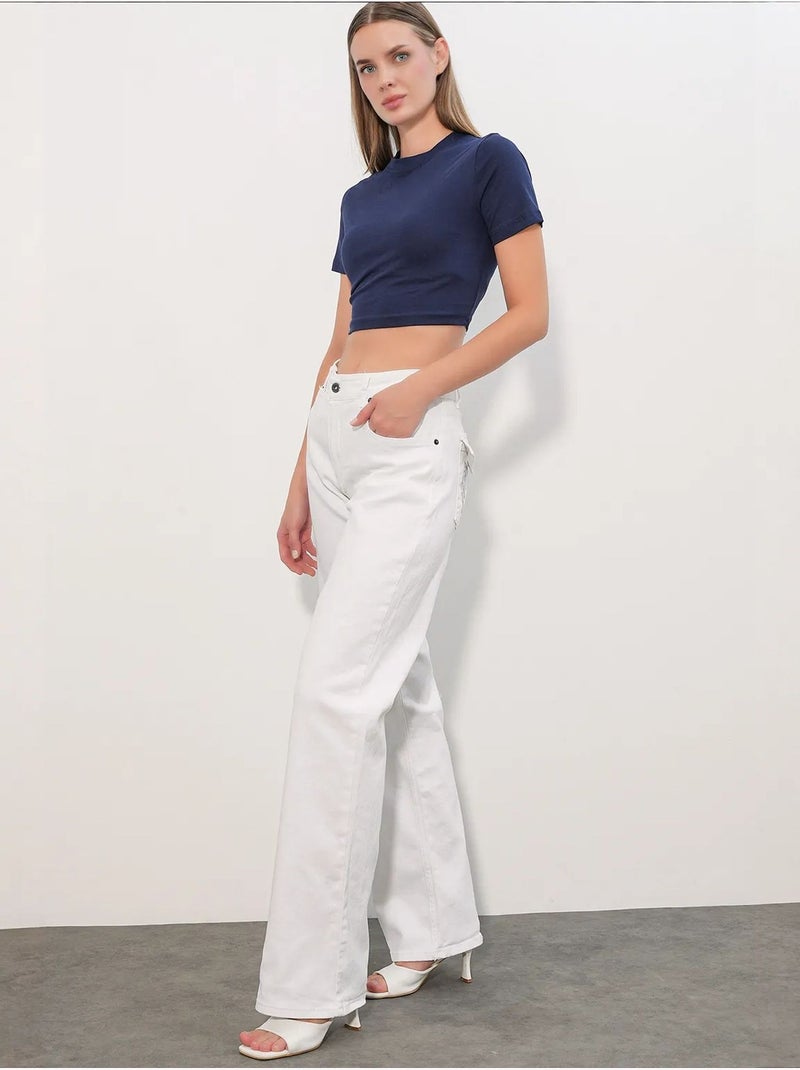 Jeans de algodão femininos bdart Branco - Kiabi