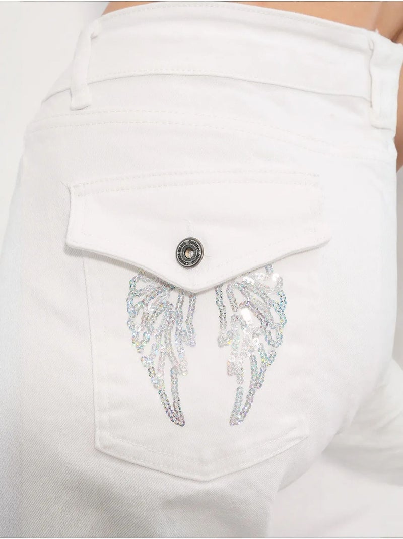 Jeans de algodão femininos bdart Branco - Kiabi