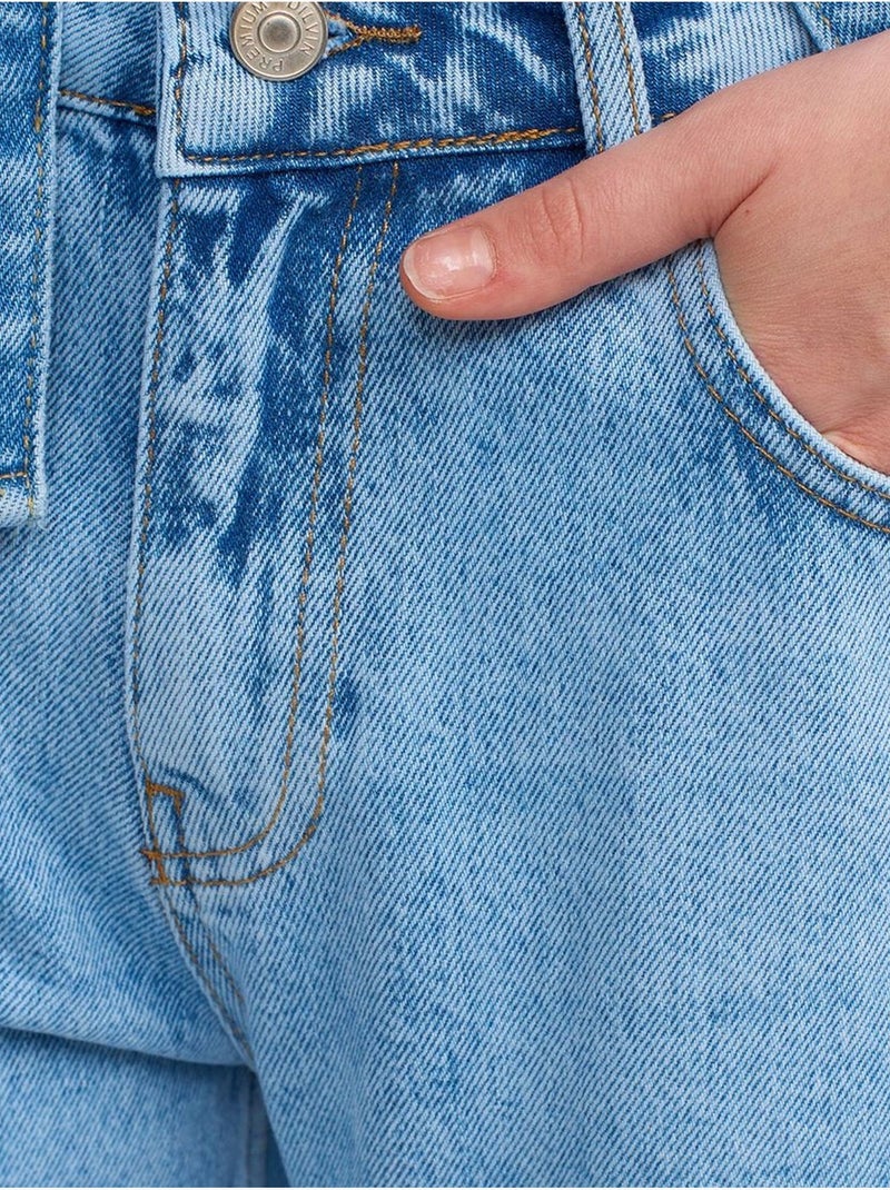 Jeans de cintura baixa à boca de sino dilvin Azul-safira - Kiabi