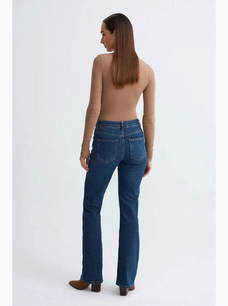 Jeans de cintura baixa de perna reta dilvin Azul-safira - Kiabi