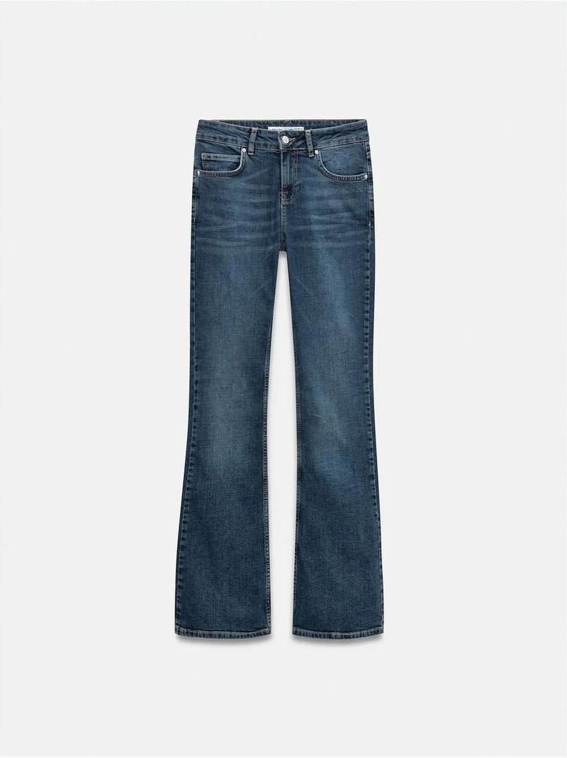 Jeans de cintura baixa de perna reta dilvin Azul-safira - Kiabi