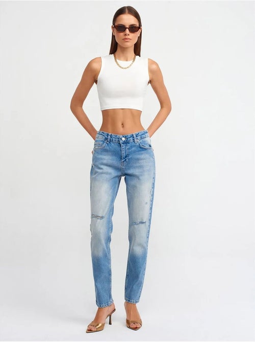 Jeans de cintura média de perna reta dilvin - Kiabi Jeans de cintura média de perna reta dilvin - Kiabi
