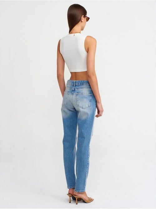 Jeans de cintura média de perna reta dilvin - Kiabi Jeans de cintura média de perna reta dilvin - Kiabi