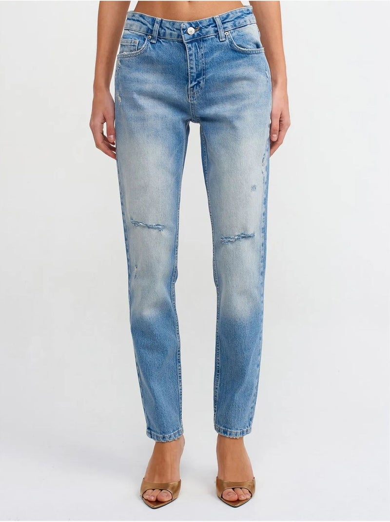 Jeans de cintura média de perna reta dilvin Azul claro - Kiabi