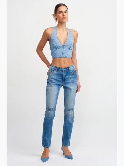 Jeans de cintura média de perna reta dilvin - Kiabi Jeans de cintura média de perna reta dilvin - Kiabi