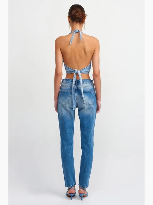 Jeans de cintura média de perna reta dilvin - Kiabi Jeans de cintura média de perna reta dilvin - Kiabi